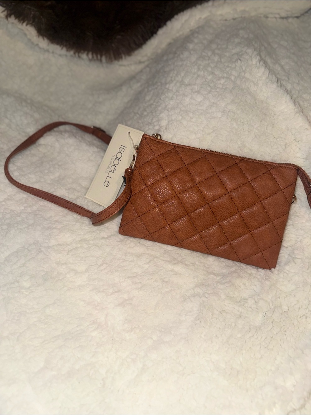 Isabelle Quilted Crossbody Bag in Cognac